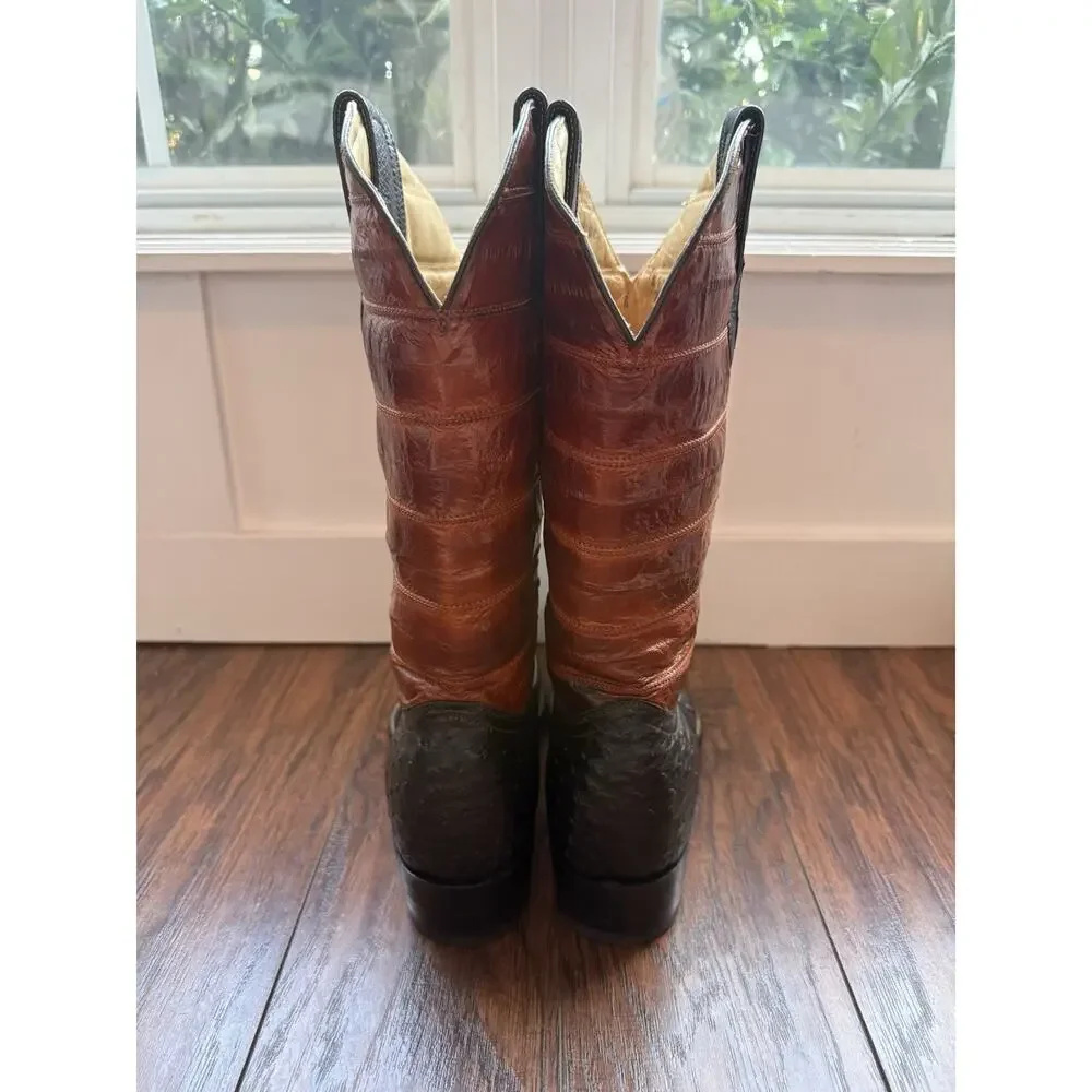 McClintock Heritage Collection Men's 8D Ostrich & Eel Western Cowboy Boots